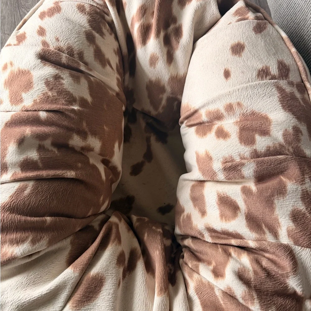 Cozy Cowprint Donut Dog Bed - Brown & Cream